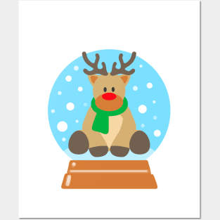 Reindeer Snow Globe Posters and Art